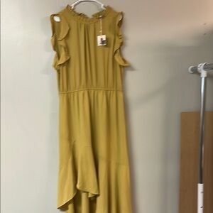 Elegant Yellow Ruffle Dress
